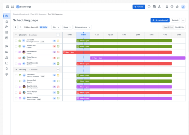 Scheduling page